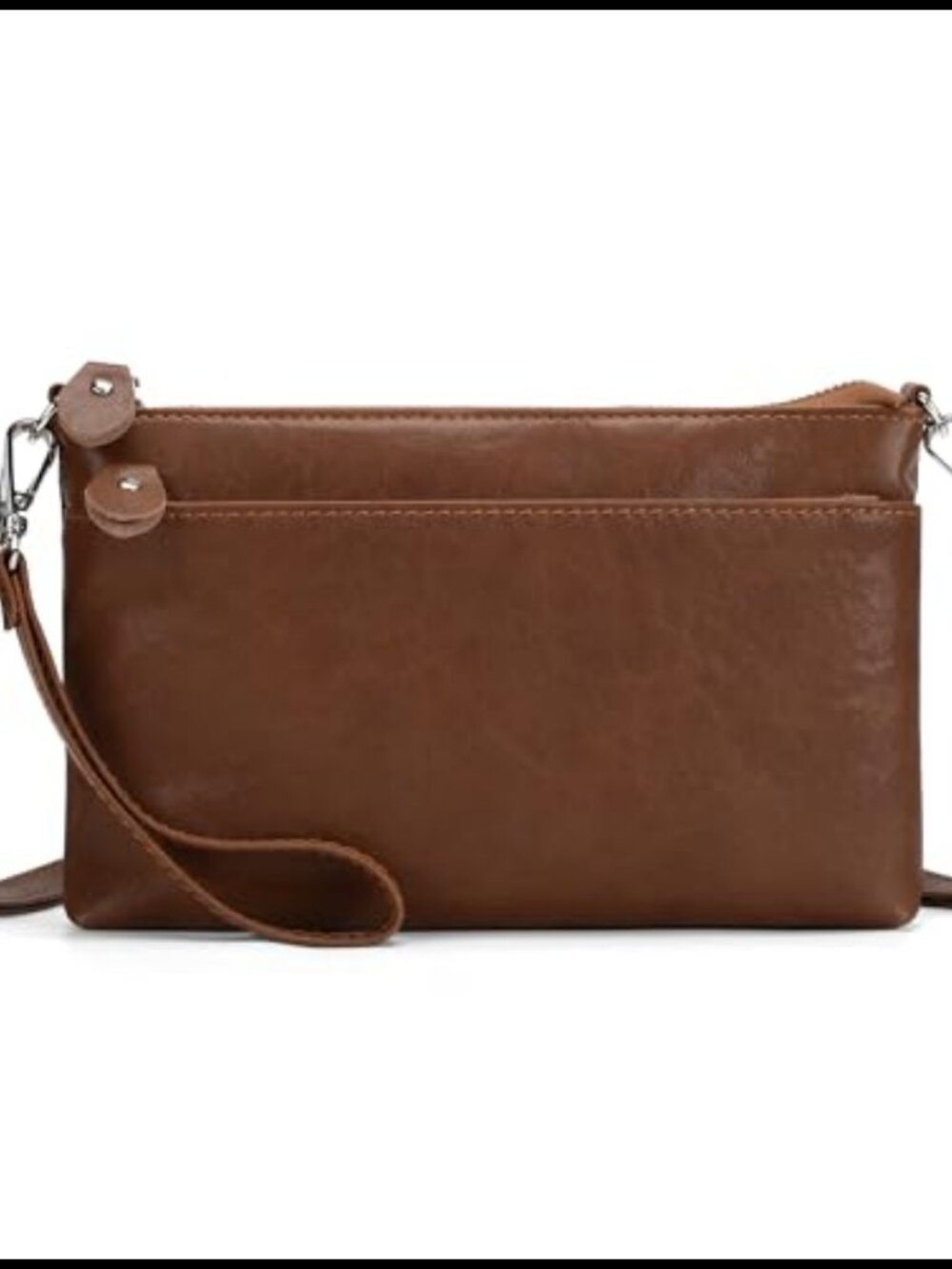 Genuine Pebble Leather RFID Wristlet Clutch Crossbody Wallet Purse